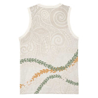 Aloha Lei Mikioi Basketball Jersey Beige Polynesian Tribal Tatau Pattern - Polynesian Pride