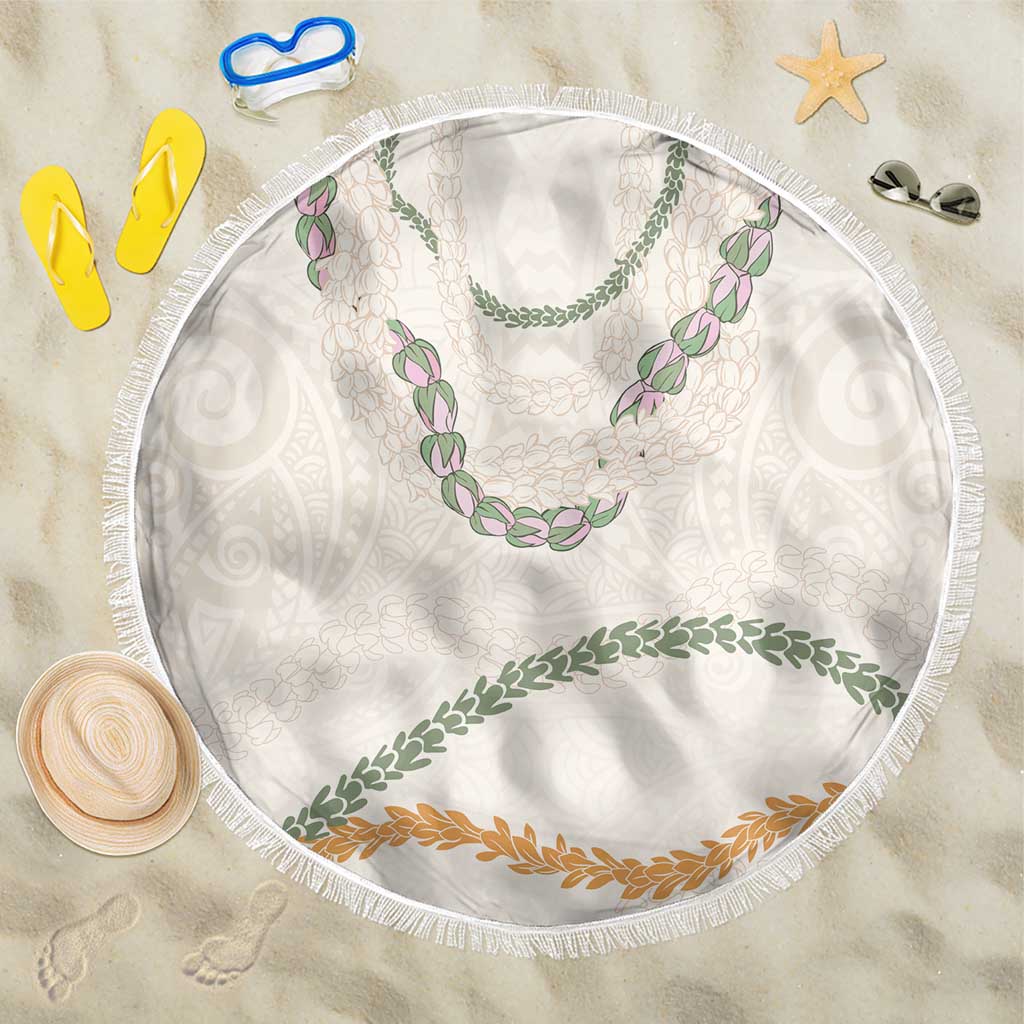 Aloha Lei Mikioi Beach Blanket Beige Polynesian Tribal Tatau Pattern