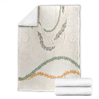 Aloha Lei Mikioi Blanket Beige Polynesian Tribal Tatau Pattern