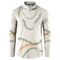 Aloha Lei Mikioi Button Sweatshirt Beige Polynesian Tribal Tatau Pattern LT9 Beige - Polynesian Pride