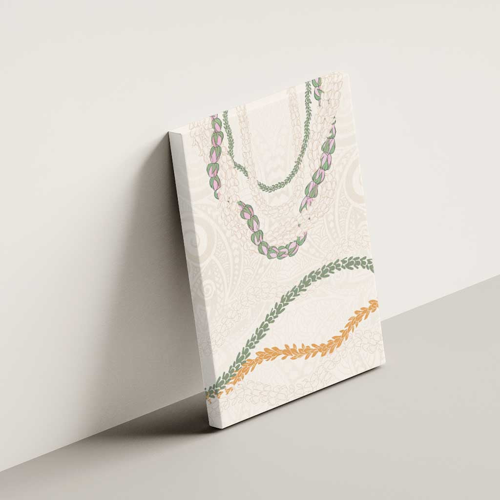 Aloha Lei Mikioi Canvas Wall Art Beige Polynesian Tribal Tatau Pattern