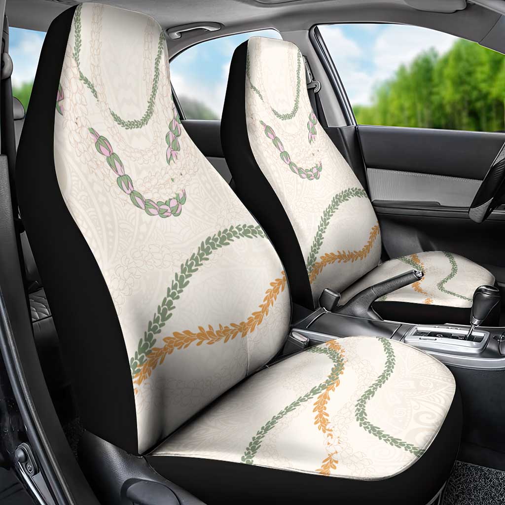 Aloha Lei Mikioi Car Seat Cover Beige Polynesian Tribal Tatau Pattern