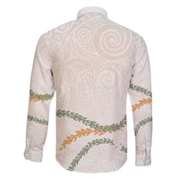 Aloha Lei Mikioi Family Matching Long Sleeve Bodycon Dress and Hawaiian Shirt Beige Polynesian Tribal Tatau Pattern LT9 - Polynesian Pride