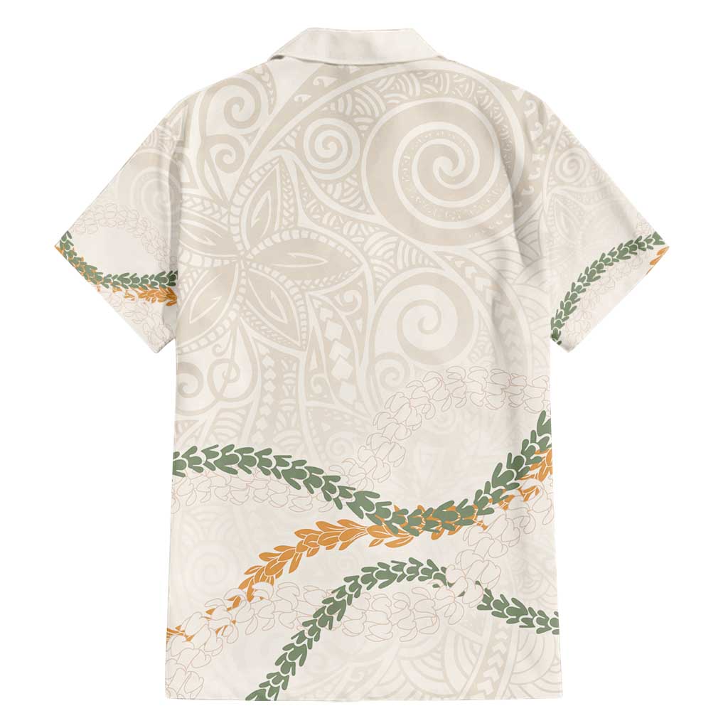 Aloha Lei Mikioi Family Matching Off Shoulder Maxi Dress and Hawaiian Shirt Beige Polynesian Tribal Tatau Pattern