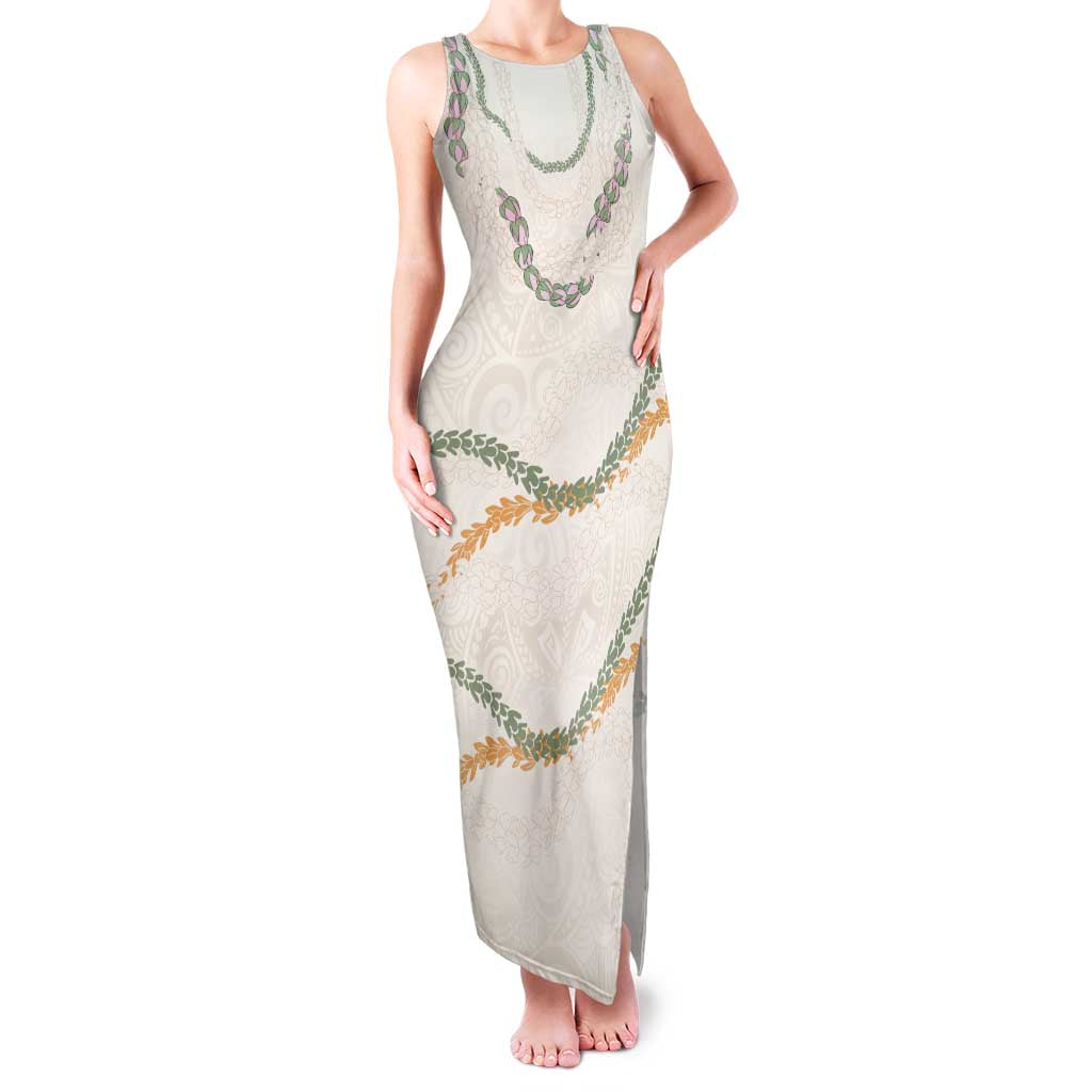 Aloha Lei Mikioi Family Matching Tank Maxi Dress and Hawaiian Shirt Beige Polynesian Tribal Tatau Pattern