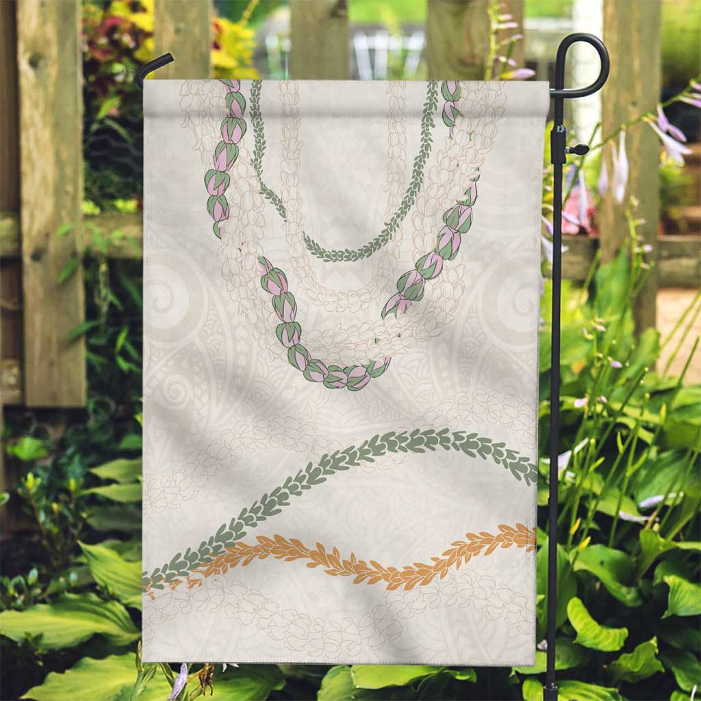 Aloha Lei Mikioi Garden Flag Beige Polynesian Tribal Tatau Pattern