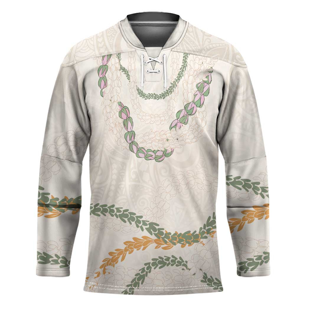 Aloha Lei Mikioi Hockey Jersey Beige Polynesian Tribal Tatau Pattern LT9 Unisex Beige - Polynesian Pride