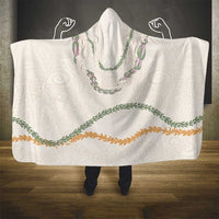 Aloha Lei Mikioi Hooded Blanket Beige Polynesian Tribal Tatau Pattern
