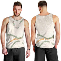 Aloha Lei Mikioi Men Tank Top Beige Polynesian Tribal Tatau Pattern