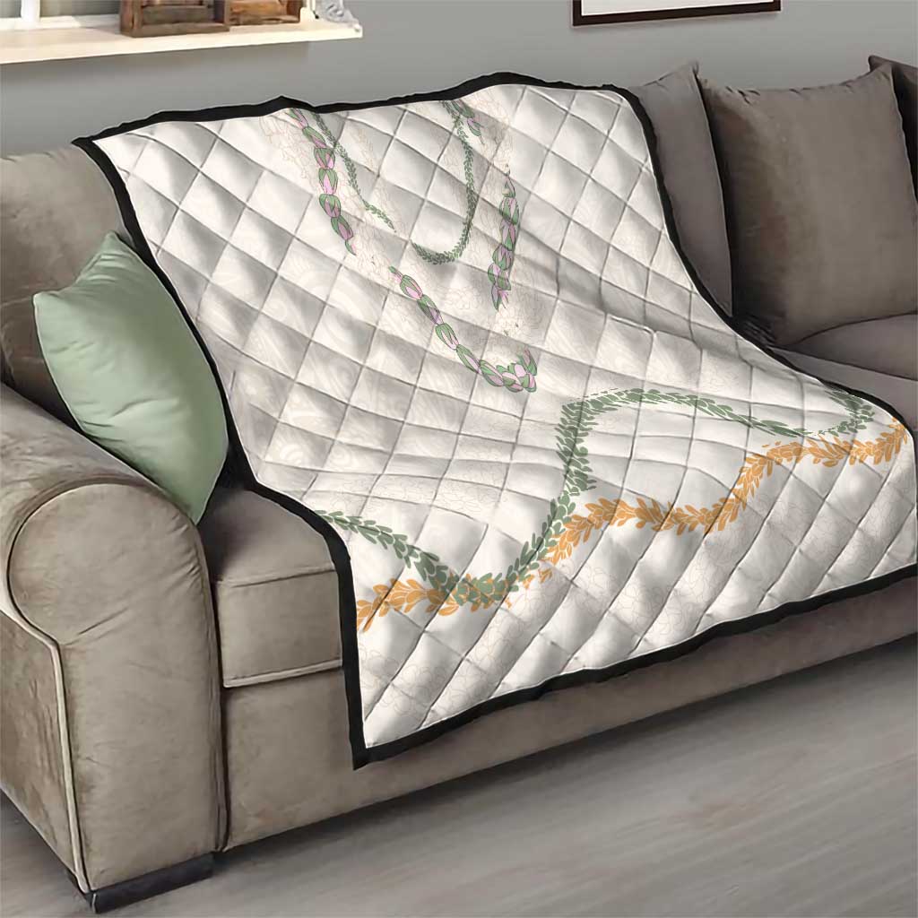 Aloha Lei Mikioi Quilt Beige Polynesian Tribal Tatau Pattern