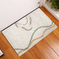 Aloha Lei Mikioi Rubber Doormat Beige Polynesian Tribal Tatau Pattern