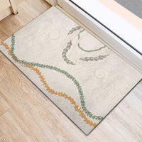 Aloha Lei Mikioi Rubber Doormat Beige Polynesian Tribal Tatau Pattern