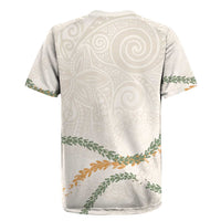 Aloha Lei Mikioi Rugby Jersey Beige Polynesian Tribal Tatau Pattern LT9 - Polynesian Pride