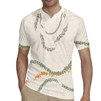 Aloha Lei Mikioi Rugby Jersey Beige Polynesian Tribal Tatau Pattern LT9 - Polynesian Pride