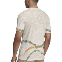 Aloha Lei Mikioi Rugby Jersey Beige Polynesian Tribal Tatau Pattern LT9 - Polynesian Pride