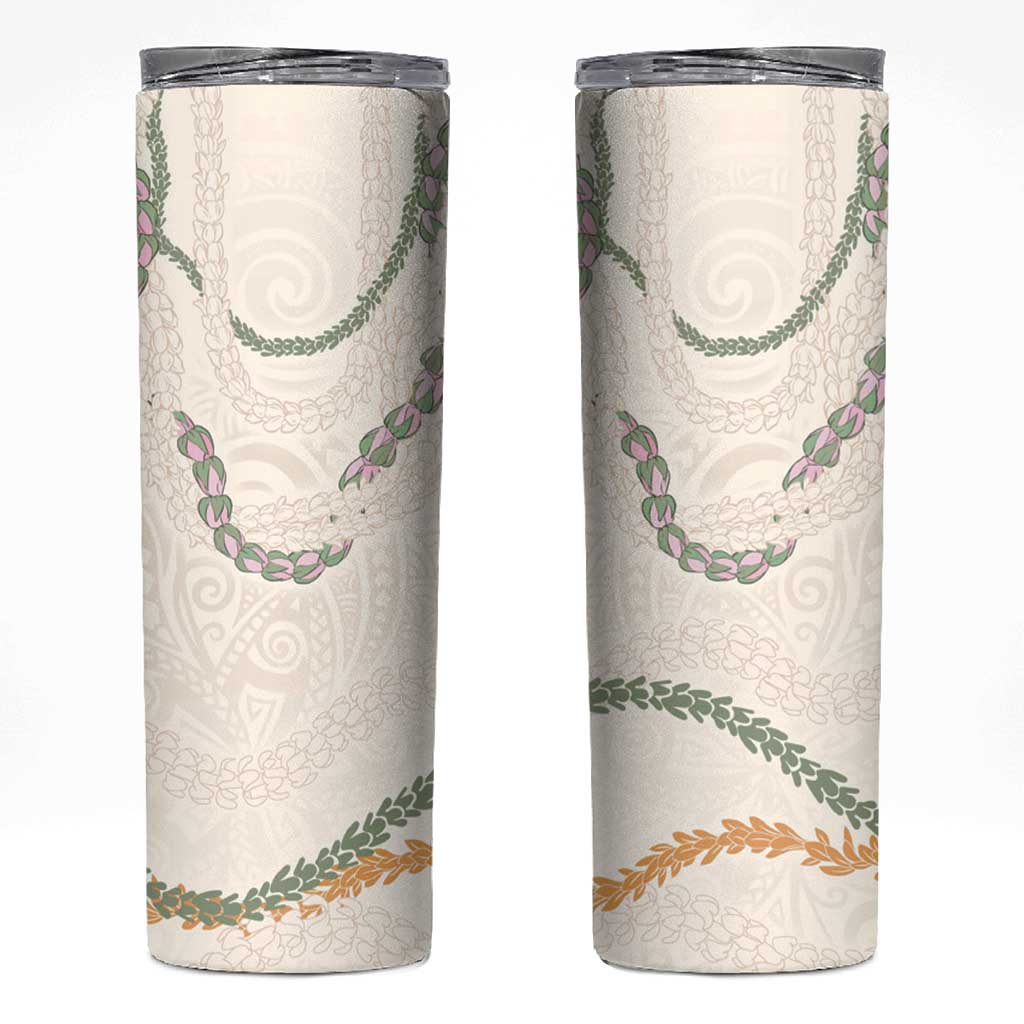 Aloha Lei Mikioi Skinny Tumbler Beige Polynesian Tribal Tatau Pattern LT9 Beige - Polynesian Pride