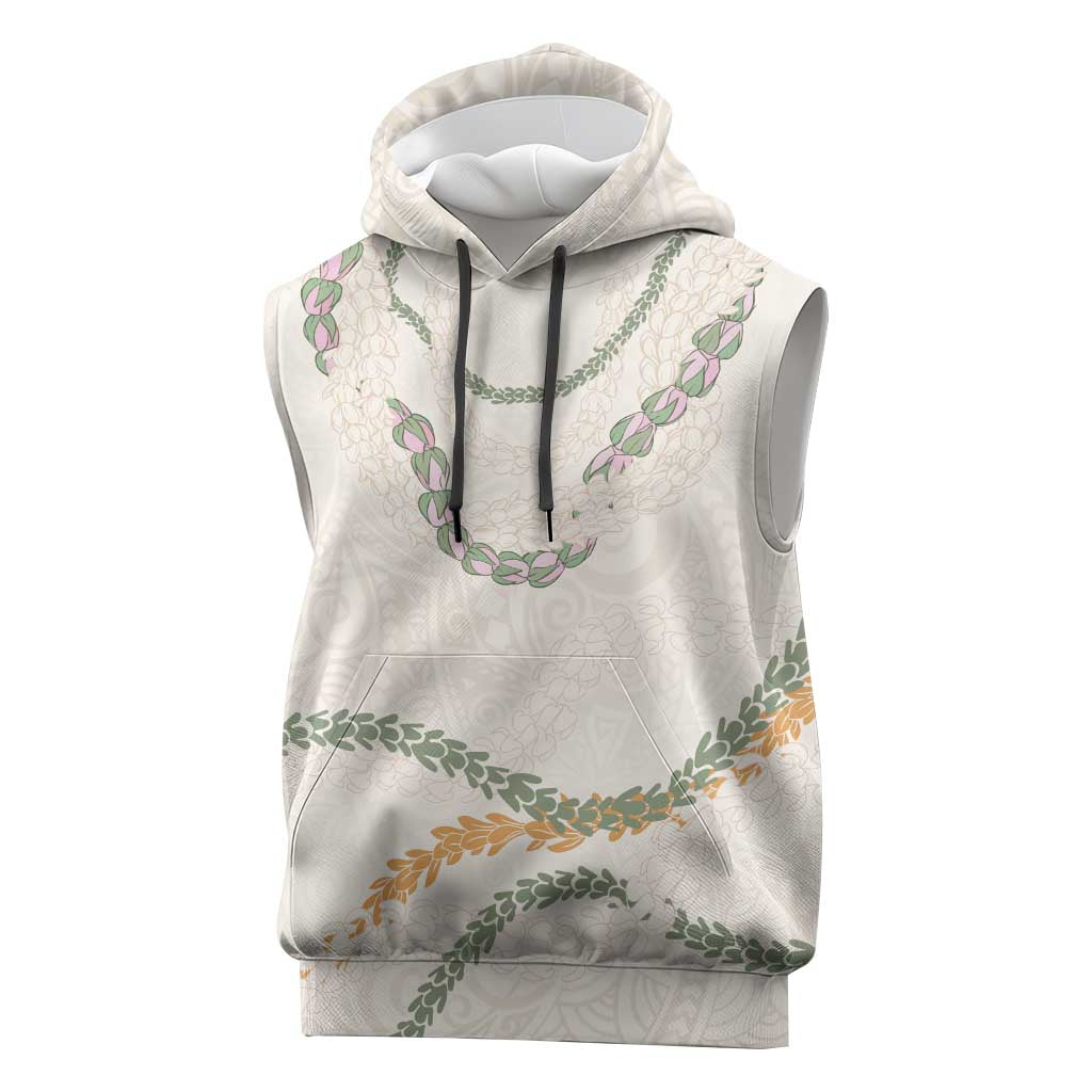 Aloha Lei Mikioi Sleeveless Hoodie Beige Polynesian Tribal Tatau Pattern LT9 Beige - Polynesian Pride