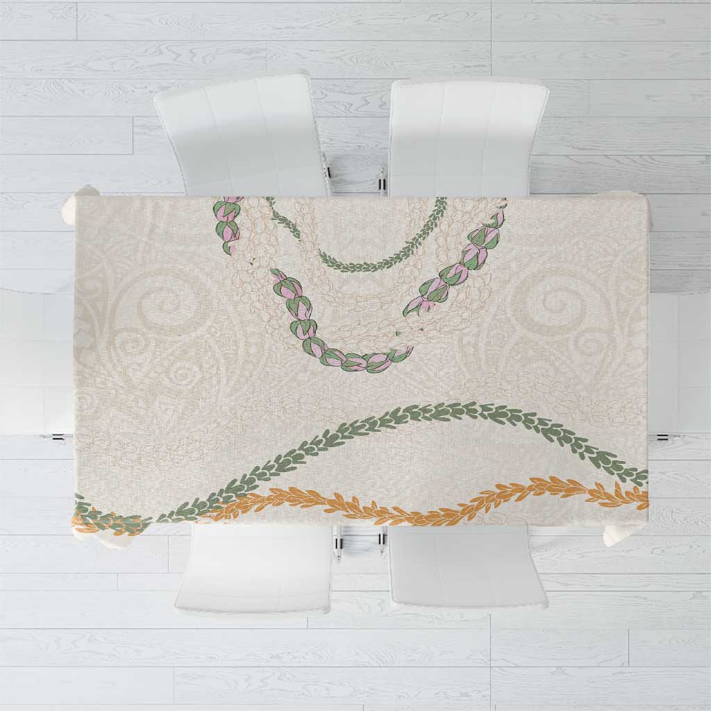 Aloha Lei Mikioi Tablecloth Beige Polynesian Tribal Tatau Pattern LT9 Beige - Polynesian Pride