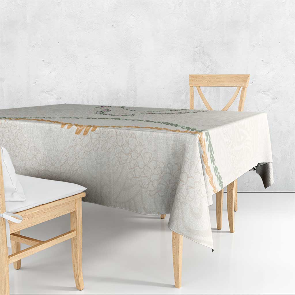 Aloha Lei Mikioi Tablecloth Beige Polynesian Tribal Tatau Pattern LT9 - Polynesian Pride