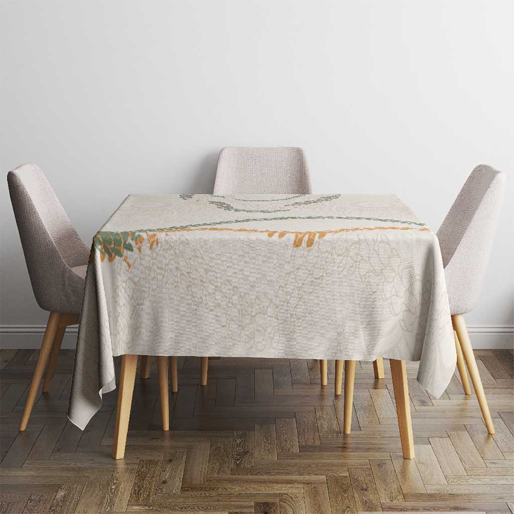 Aloha Lei Mikioi Tablecloth Beige Polynesian Tribal Tatau Pattern LT9 - Polynesian Pride