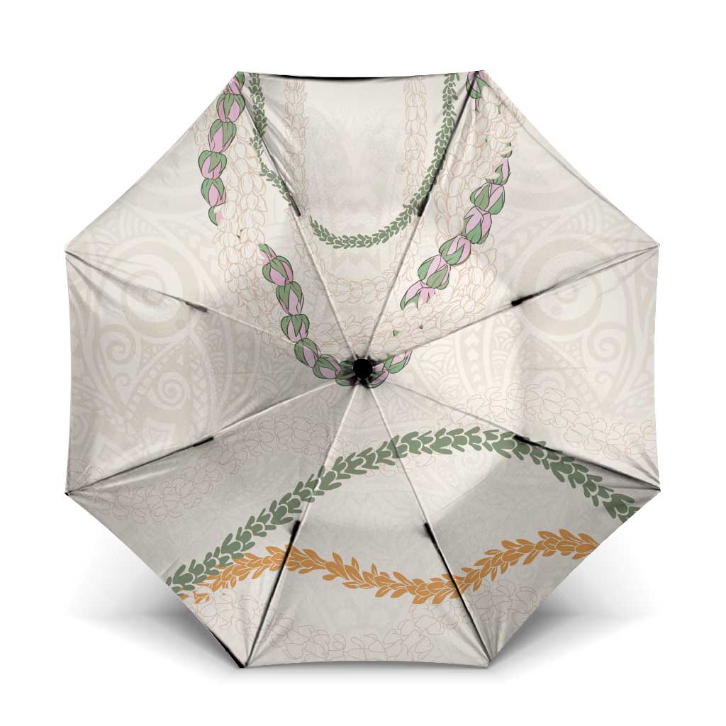 Aloha Lei Mikioi Umbrella Beige Polynesian Tribal Tatau Pattern - Polynesian Pride