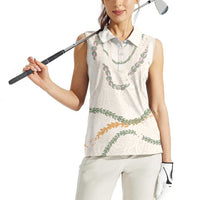Aloha Lei Mikioi Women Sleeveless Polo Shirt Beige Polynesian Tribal Tatau Pattern LT9 - Polynesian Pride