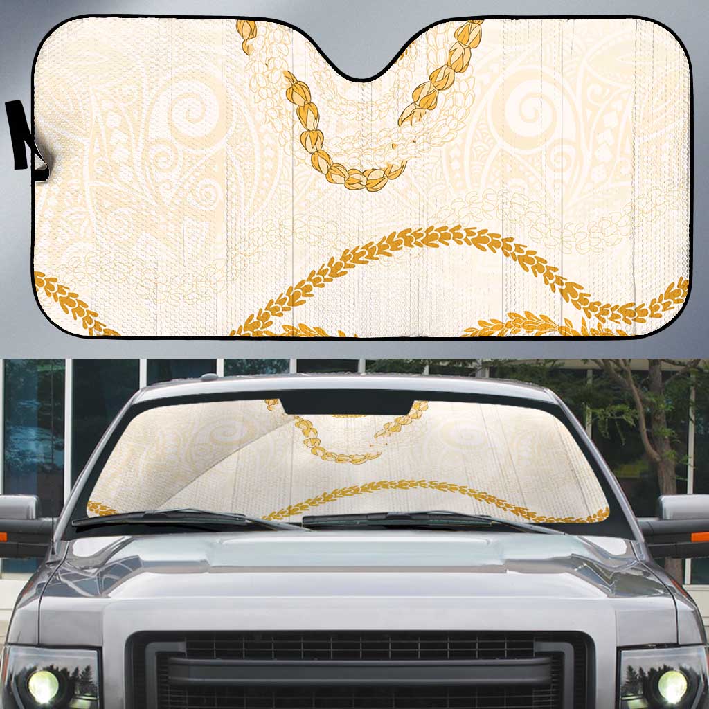 Aloha Lei Mikioi Auto Sun Shade Gold Polynesian Tribal Tatau Pattern - Polynesian Pride