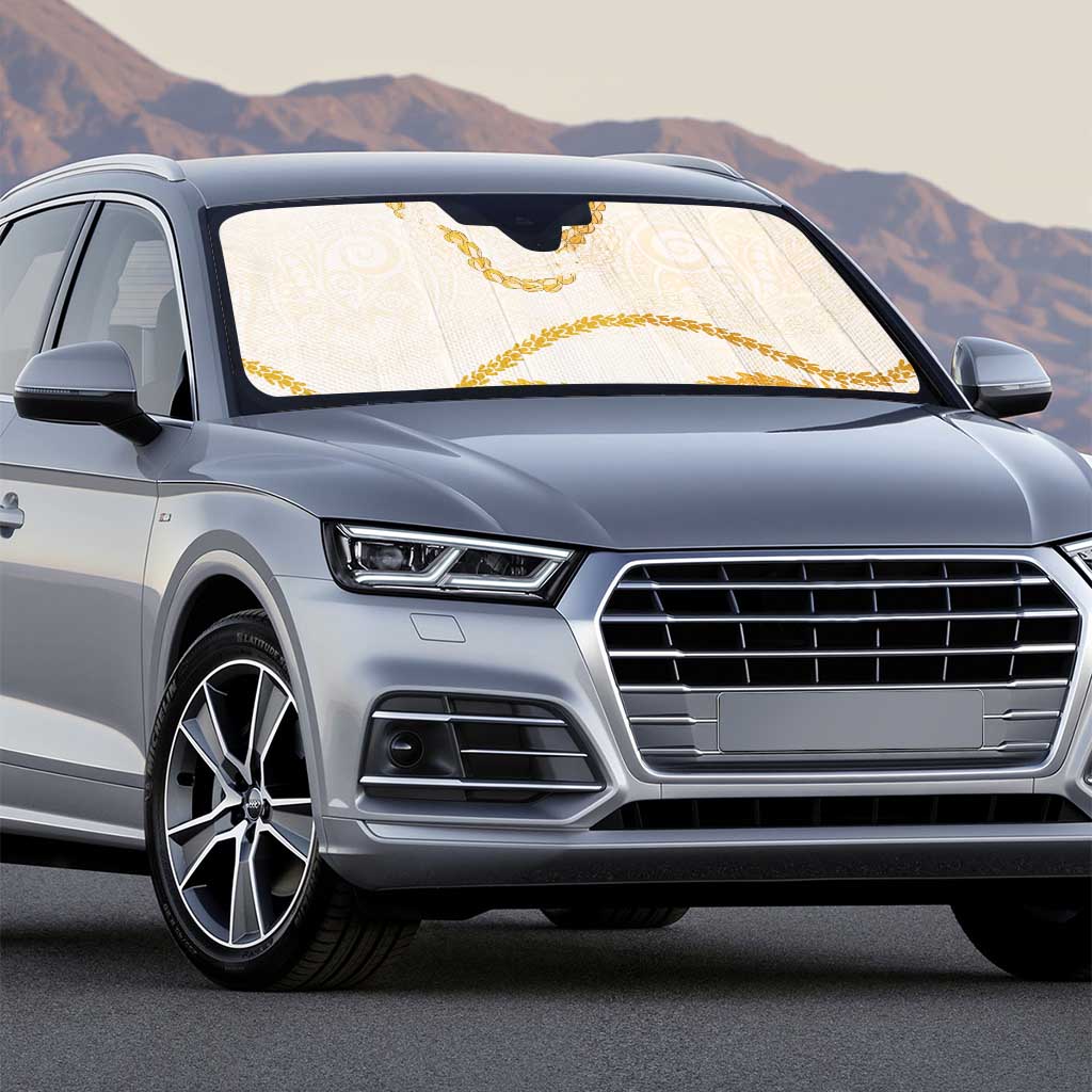 Aloha Lei Mikioi Auto Sun Shade Gold Polynesian Tribal Tatau Pattern - Polynesian Pride