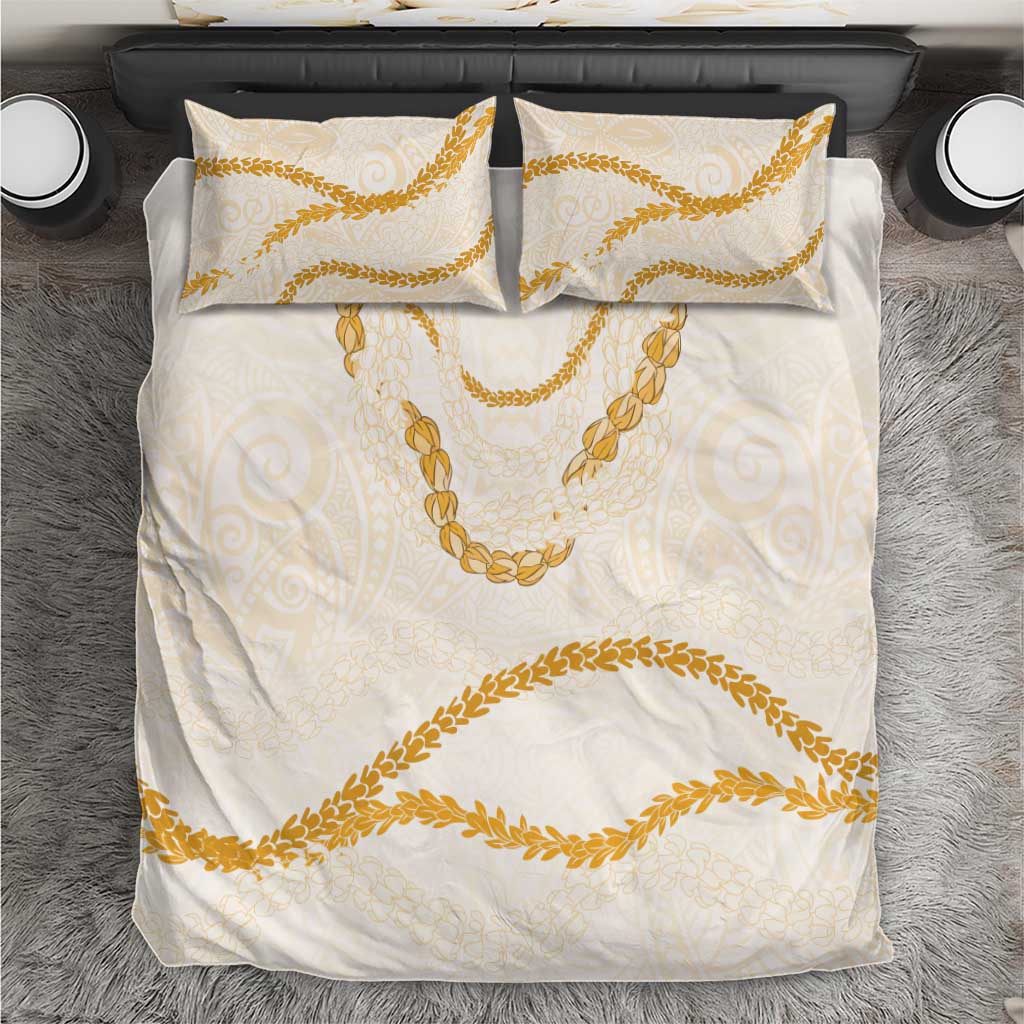 Aloha Lei Mikioi Bedding Set Gold Polynesian Tribal Tatau Pattern