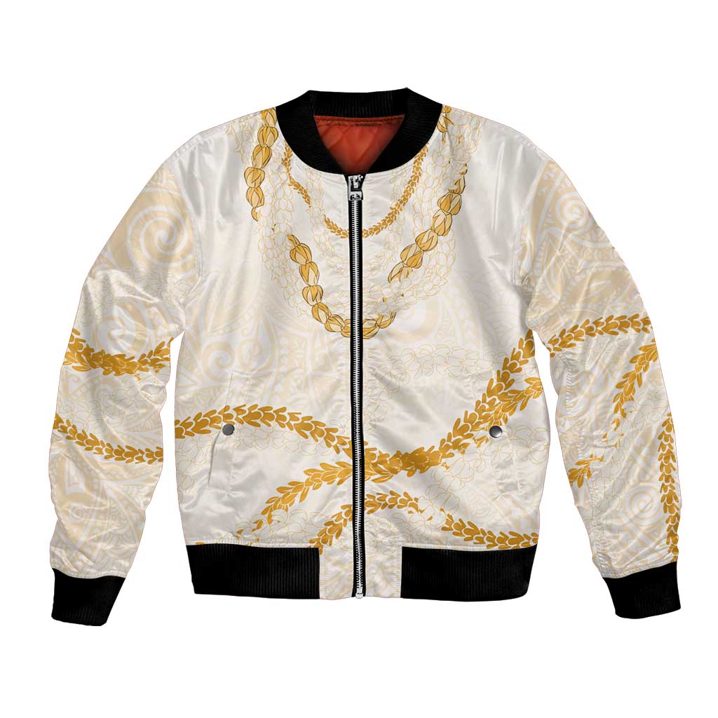 Aloha Lei Mikioi Bomber Jacket Gold Polynesian Tribal Tatau Pattern LT9 Unisex Gold - Polynesian Pride