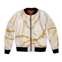 Aloha Lei Mikioi Bomber Jacket Gold Polynesian Tribal Tatau Pattern LT9 Unisex Gold - Polynesian Pride