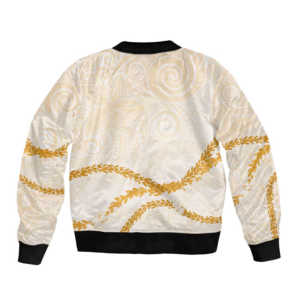 Aloha Lei Mikioi Bomber Jacket Gold Polynesian Tribal Tatau Pattern LT9 - Polynesian Pride