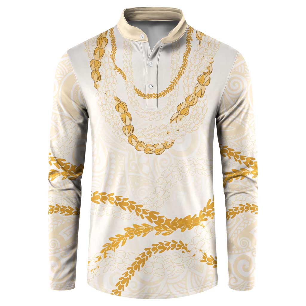 Aloha Lei Mikioi Button Sweatshirt Gold Polynesian Tribal Tatau Pattern LT9 Gold - Polynesian Pride