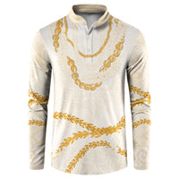 Aloha Lei Mikioi Button Sweatshirt Gold Polynesian Tribal Tatau Pattern LT9 Gold - Polynesian Pride