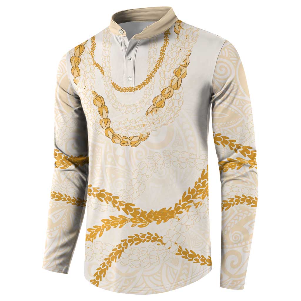 Aloha Lei Mikioi Button Sweatshirt Gold Polynesian Tribal Tatau Pattern LT9 - Polynesian Pride