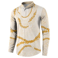 Aloha Lei Mikioi Button Sweatshirt Gold Polynesian Tribal Tatau Pattern LT9 - Polynesian Pride