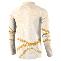 Aloha Lei Mikioi Button Sweatshirt Gold Polynesian Tribal Tatau Pattern LT9 - Polynesian Pride