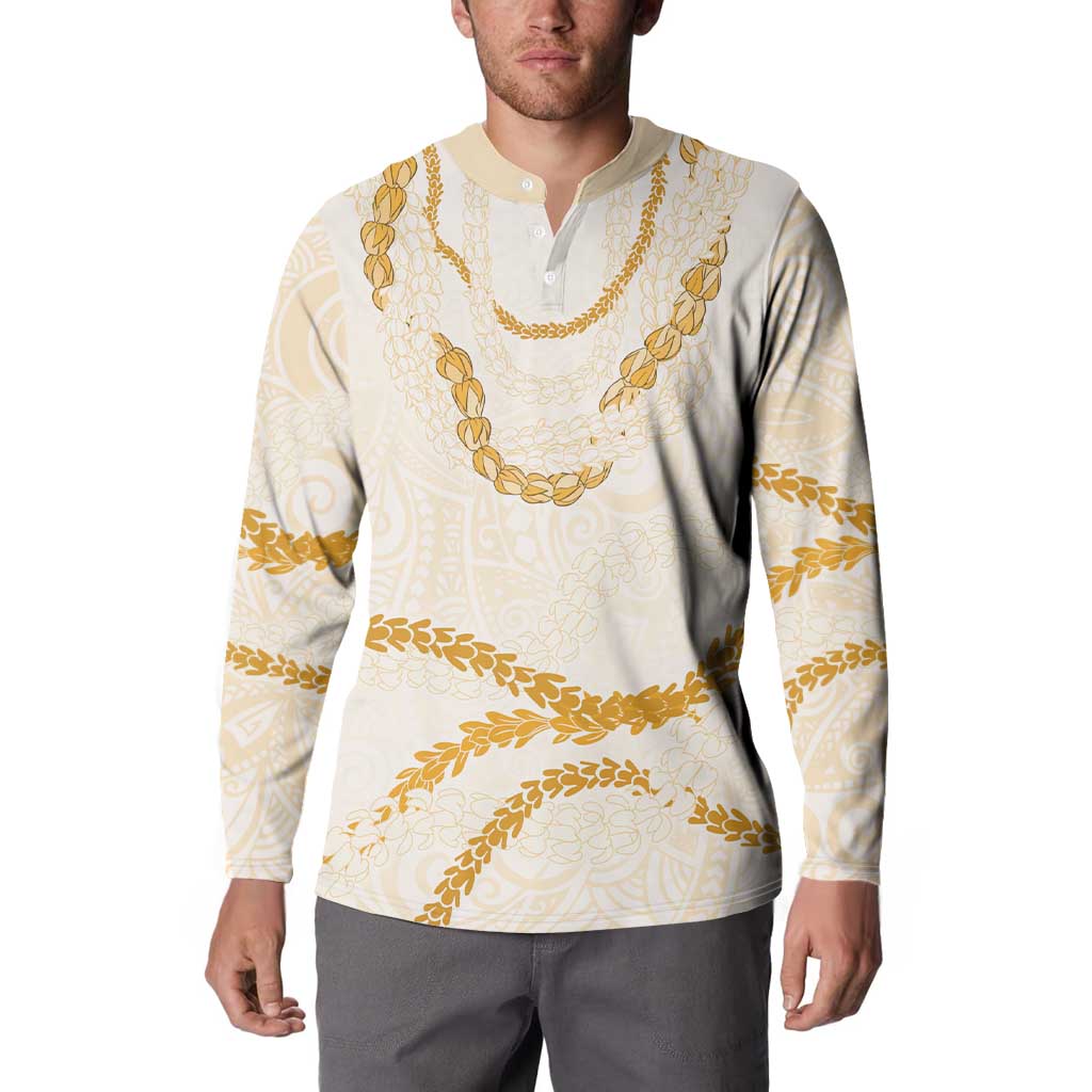 Aloha Lei Mikioi Button Sweatshirt Gold Polynesian Tribal Tatau Pattern LT9 - Polynesian Pride