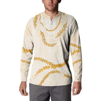 Aloha Lei Mikioi Button Sweatshirt Gold Polynesian Tribal Tatau Pattern LT9 - Polynesian Pride