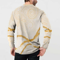 Aloha Lei Mikioi Button Sweatshirt Gold Polynesian Tribal Tatau Pattern LT9 - Polynesian Pride