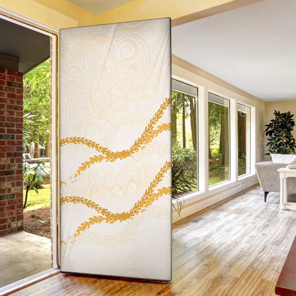 Aloha Lei Mikioi Door Cover Gold Polynesian Tribal Tatau Pattern - Polynesian Pride