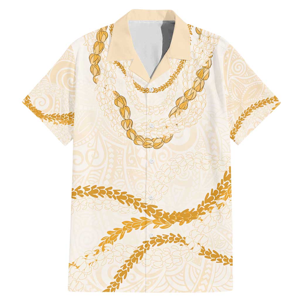 Aloha Lei Mikioi Family Matching Mermaid Dress and Hawaiian Shirt Gold Polynesian Tribal Tatau Pattern LT9 Dad's Shirt - Short Sleeve Gold - Polynesian Pride