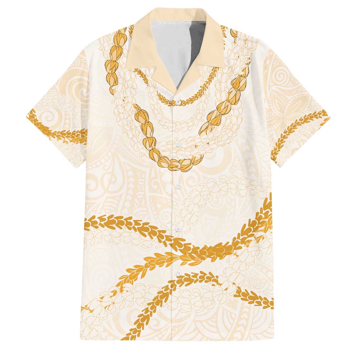 Aloha Lei Mikioi Family Matching Off The Shoulder Long Sleeve Dress and Hawaiian Shirt Gold Polynesian Tribal Tatau Pattern