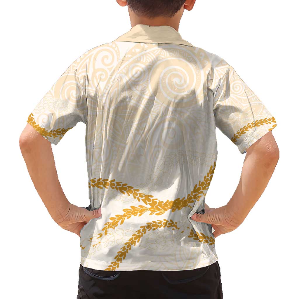 Aloha Lei Mikioi Family Matching Short Sleeve Bodycon Dress and Hawaiian Shirt Gold Polynesian Tribal Tatau Pattern LT9 - Polynesian Pride