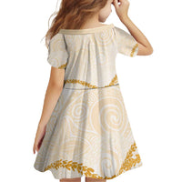 Aloha Lei Mikioi Family Matching Summer Maxi Dress and Hawaiian Shirt Gold Polynesian Tribal Tatau Pattern