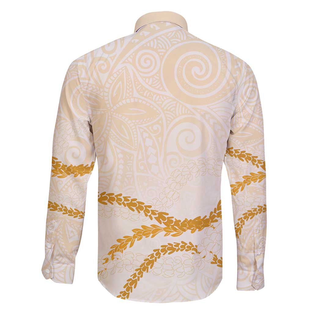Aloha Lei Mikioi Family Matching Tank Maxi Dress and Hawaiian Shirt Gold Polynesian Tribal Tatau Pattern
