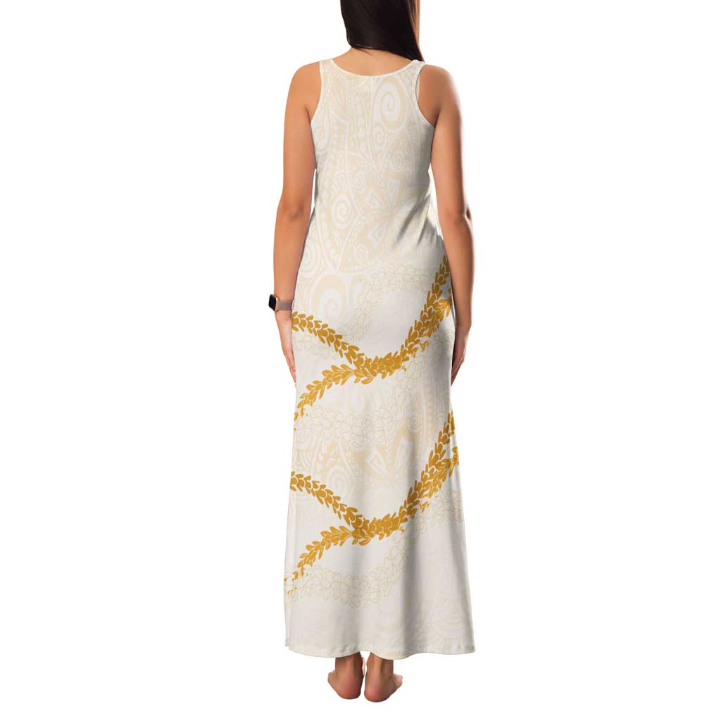 Aloha Lei Mikioi Family Matching Tank Maxi Dress and Hawaiian Shirt Gold Polynesian Tribal Tatau Pattern