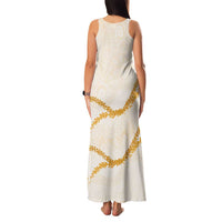 Aloha Lei Mikioi Family Matching Tank Maxi Dress and Hawaiian Shirt Gold Polynesian Tribal Tatau Pattern