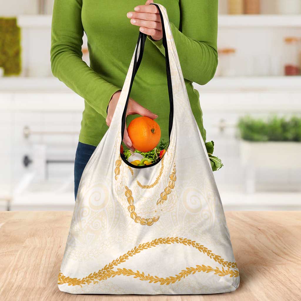 Aloha Lei Mikioi Grocery Bag Gold Polynesian Tribal Tatau Pattern
