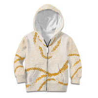 Aloha Lei Mikioi Kid Hoodie Gold Polynesian Tribal Tatau Pattern